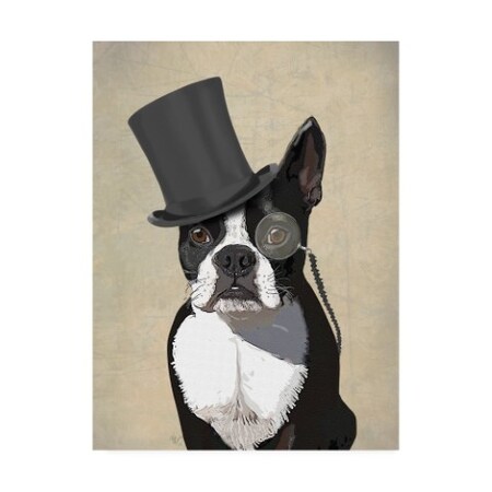 Fab Funky 'Boston Terrier, Formal Hound And Hat' Canvas Art,14x19